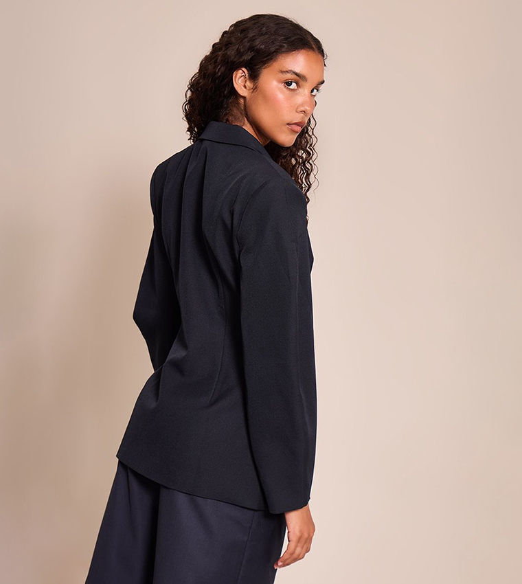 Asymmetric Detail Cocoon Sleeves Blazer