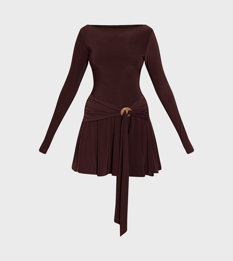 Slinky Trim Belt Detail Shift Mini Dress