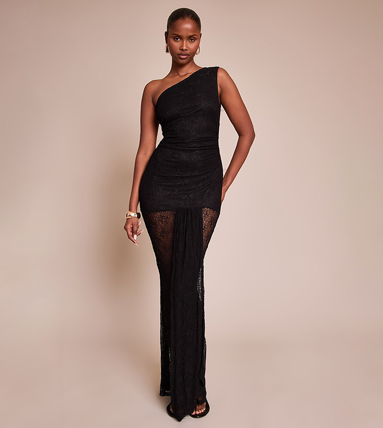 Lace One Shoulder Maxi Dress