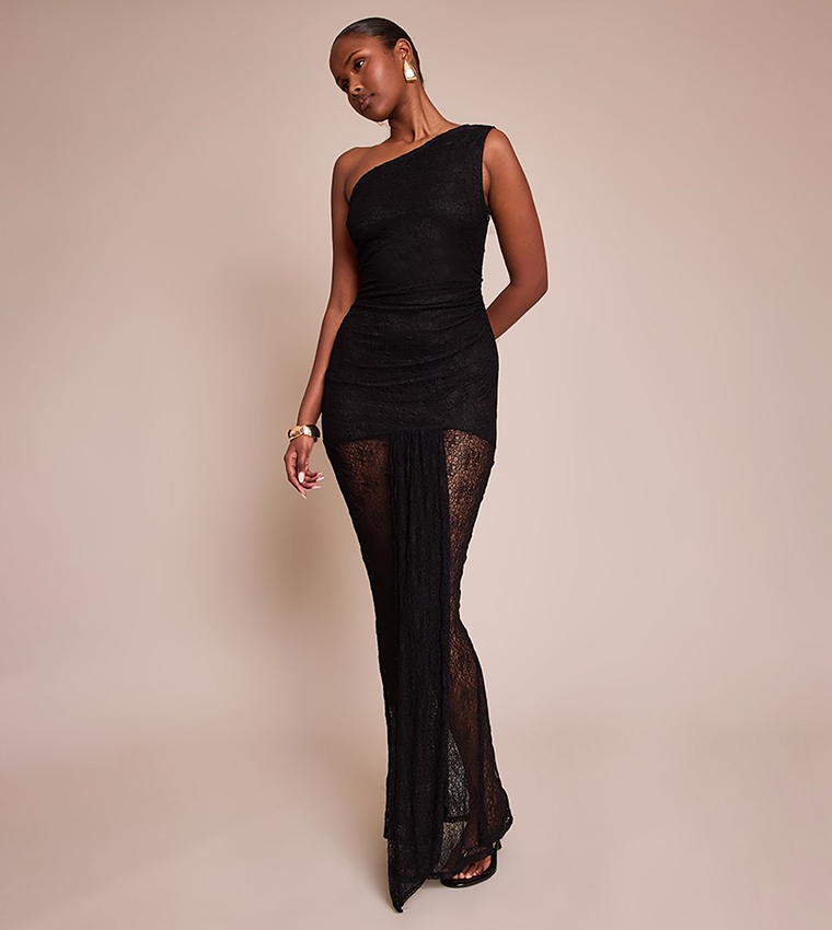 Lace One Shoulder Maxi Dress