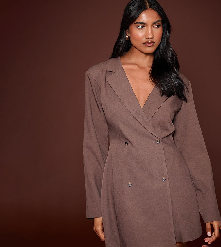 Tortoise Button Mini Blazer Dress