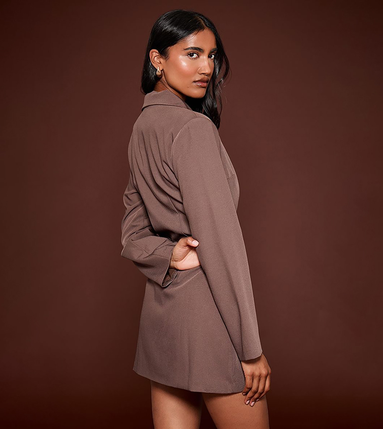 Tortoise Button Mini Blazer Dress