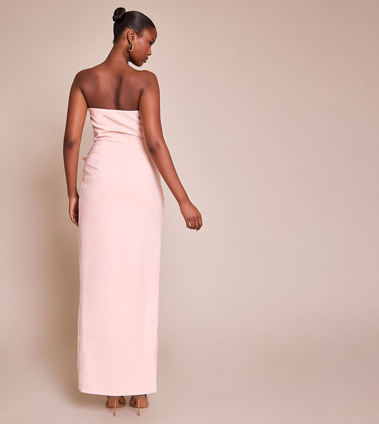 Buy PrettyLittleThing Woven Drape Detail Maxi Dress In Pink | 6thstreet UAE