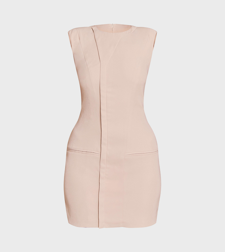 Solid Seam Detail Mini Dress