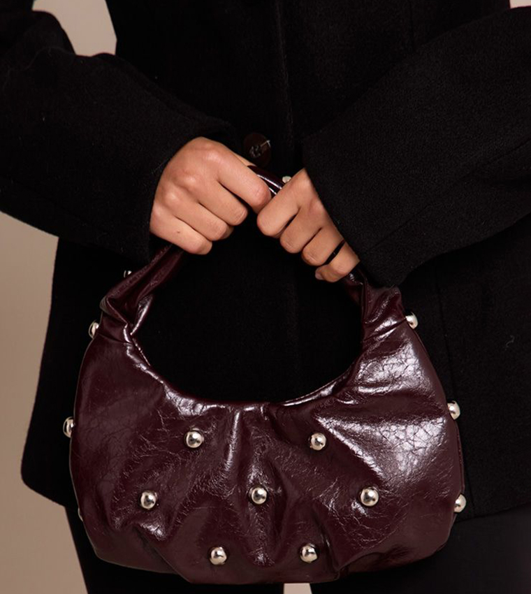 Crinkle PU Silver Studded Mini Bag