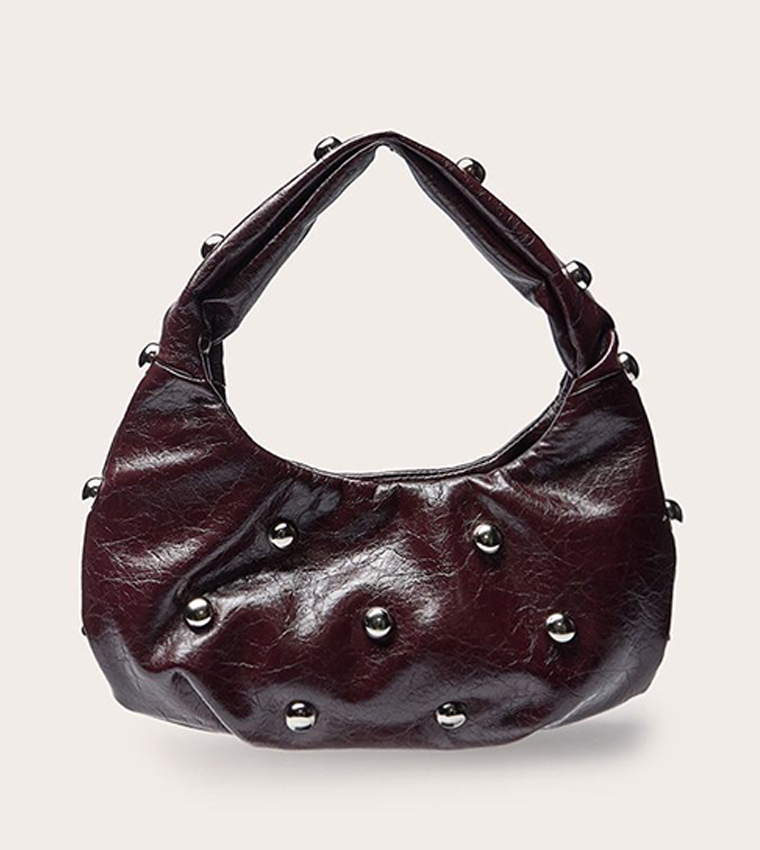 Crinkle PU Silver Studded Mini Bag