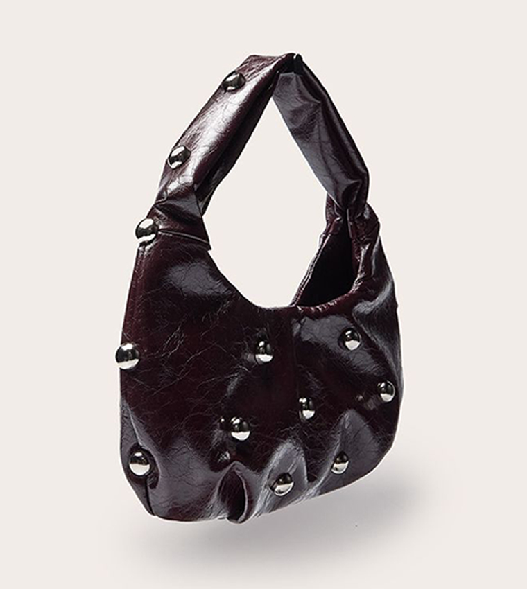 Crinkle PU Silver Studded Mini Bag