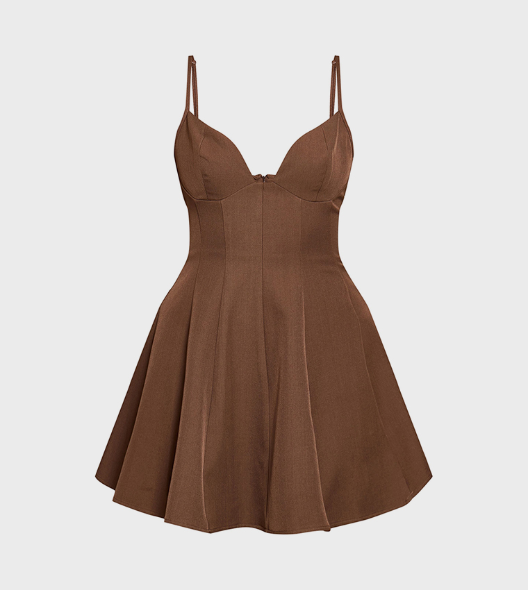Strappy Pleated Shift Mini Dress