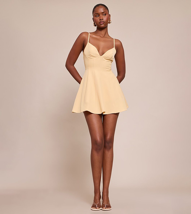 Strappy Pleated Shift Mini Dress