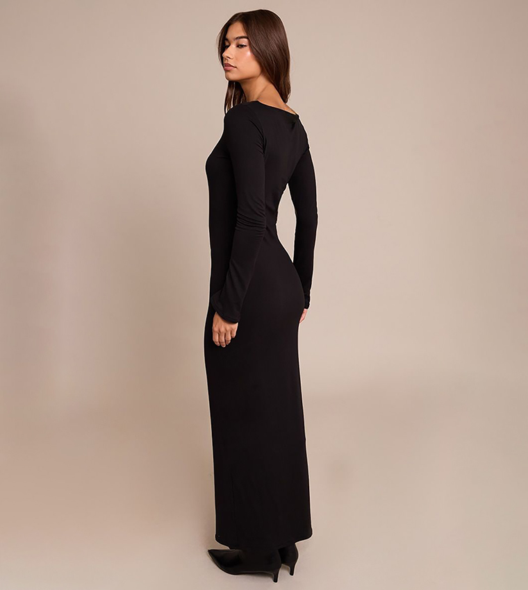 فستان ماكسي ناعم جيرسيه كم طويل 