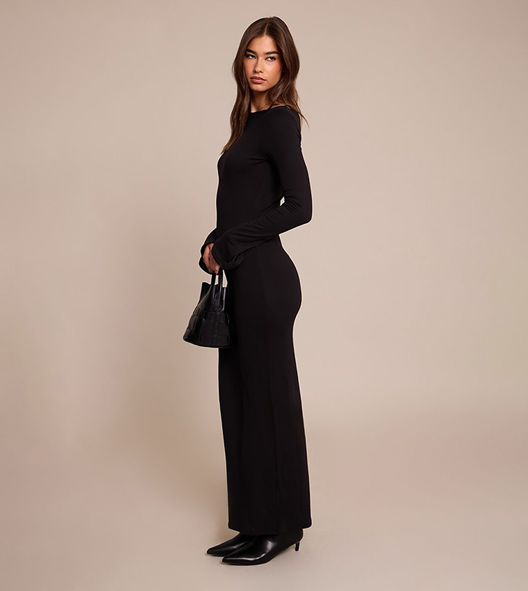 فستان ماكسي ناعم جيرسيه كم طويل 