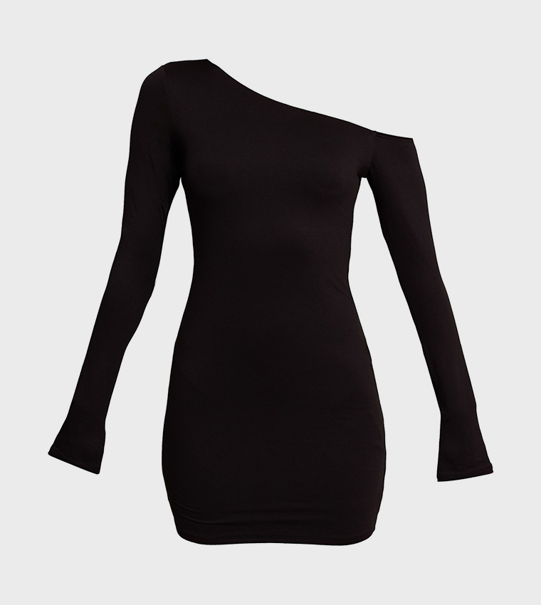 Soft Touch Jersey Asymmetric Bodycon Mini Dress