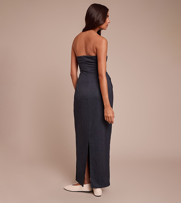 فستان ماكسي مخطط سترابلس بكشكشة 