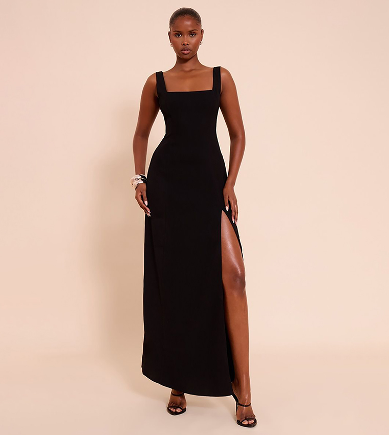 Solid Scoop Neck Midaxi Dress