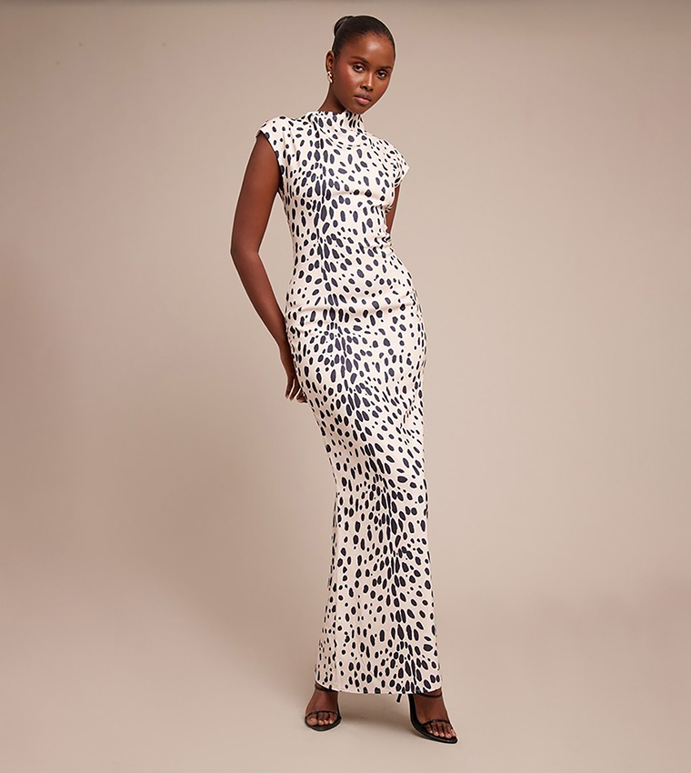 Printed High Neck Sleeveless Maxi Dress