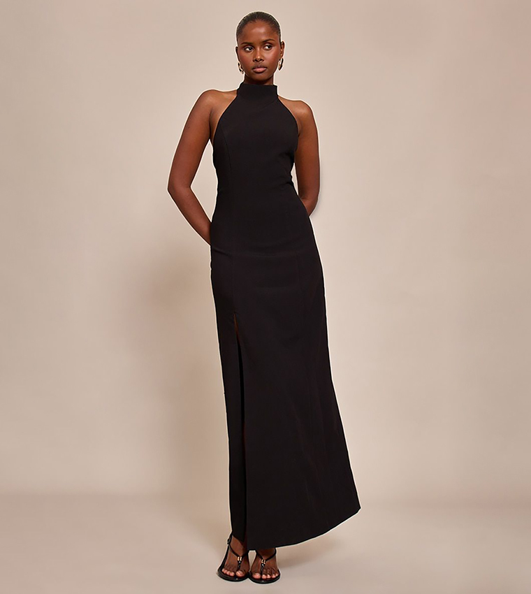 Tailored Halterneck Sleeveless Maxi Dress