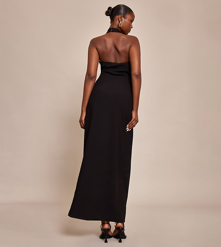 Tailored Halterneck Sleeveless Maxi Dress