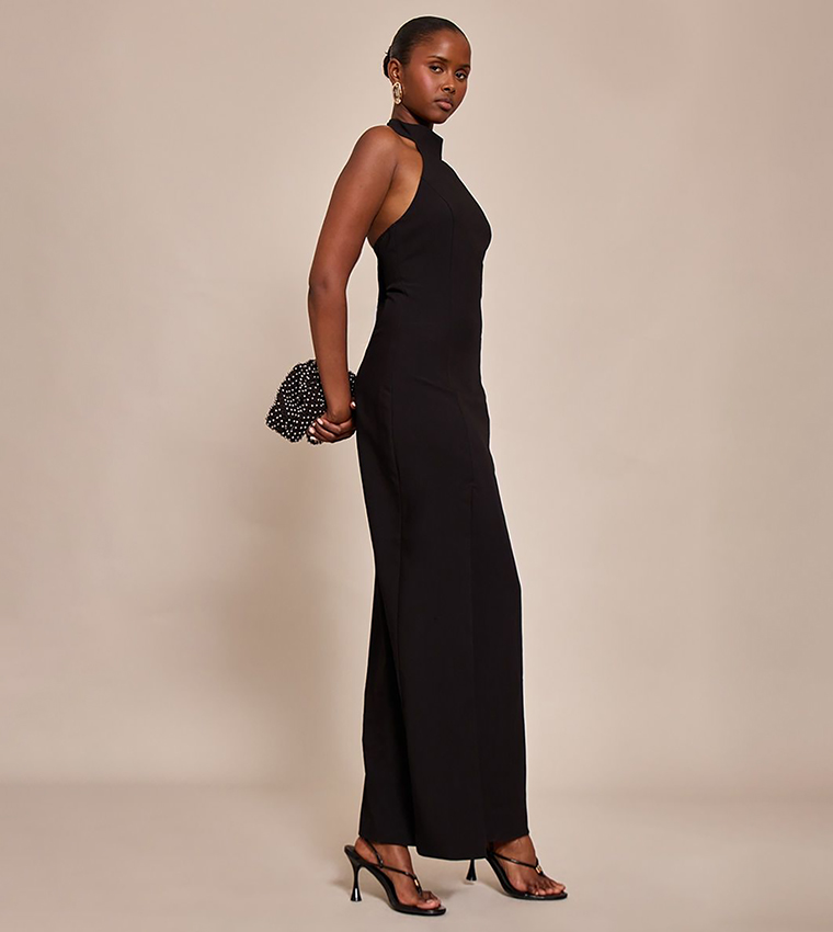Tailored Halterneck Sleeveless Maxi Dress