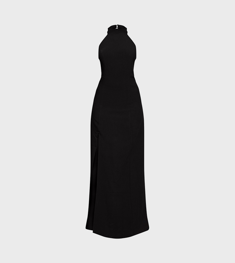 Tailored Halterneck Sleeveless Maxi Dress