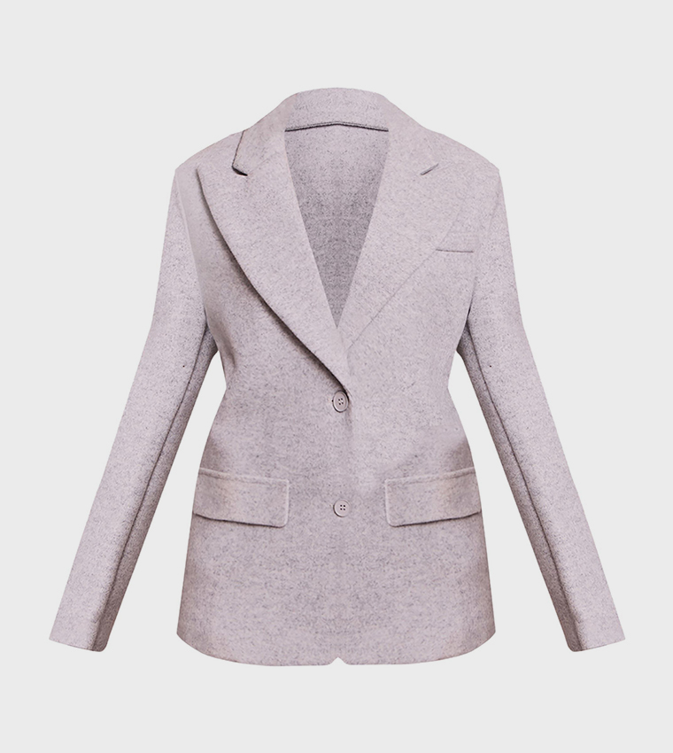 Petite Pointed Lapel Wool Look Blazer