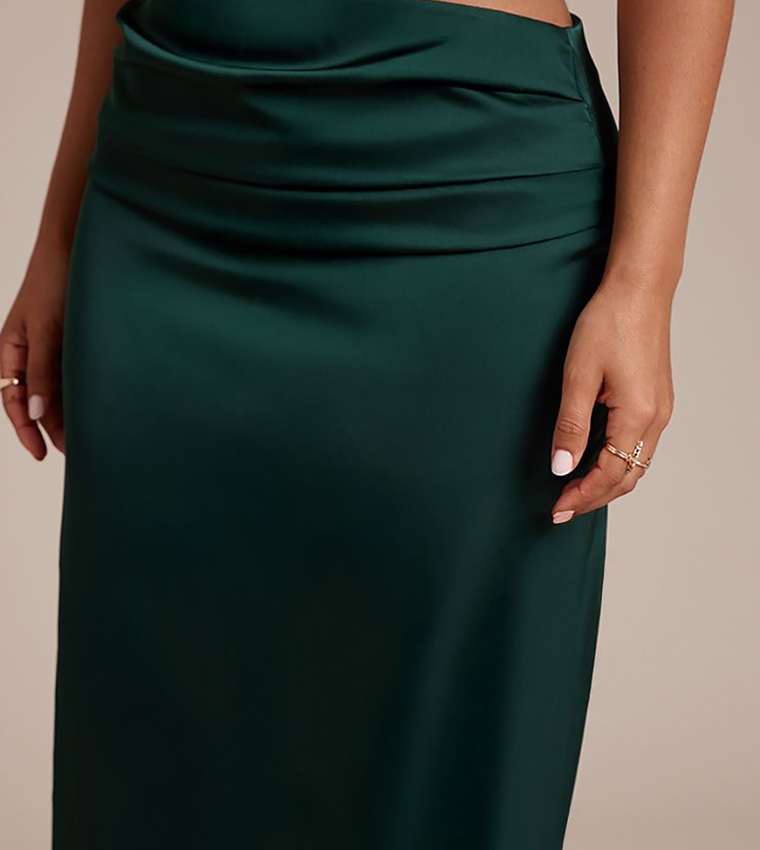 Petite Satin Drape Maxi Skirt