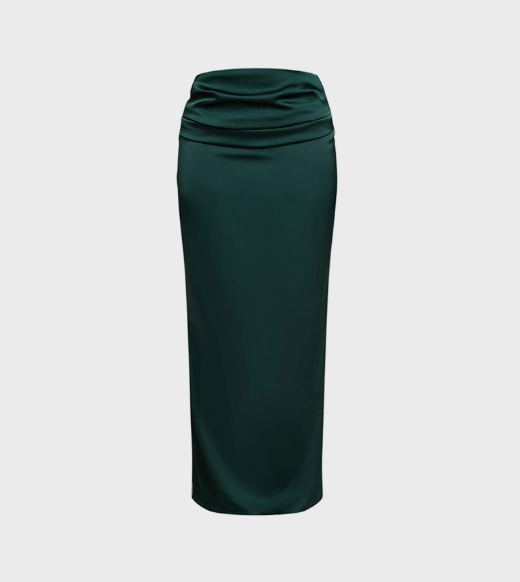 Petite Satin Drape Maxi Skirt
