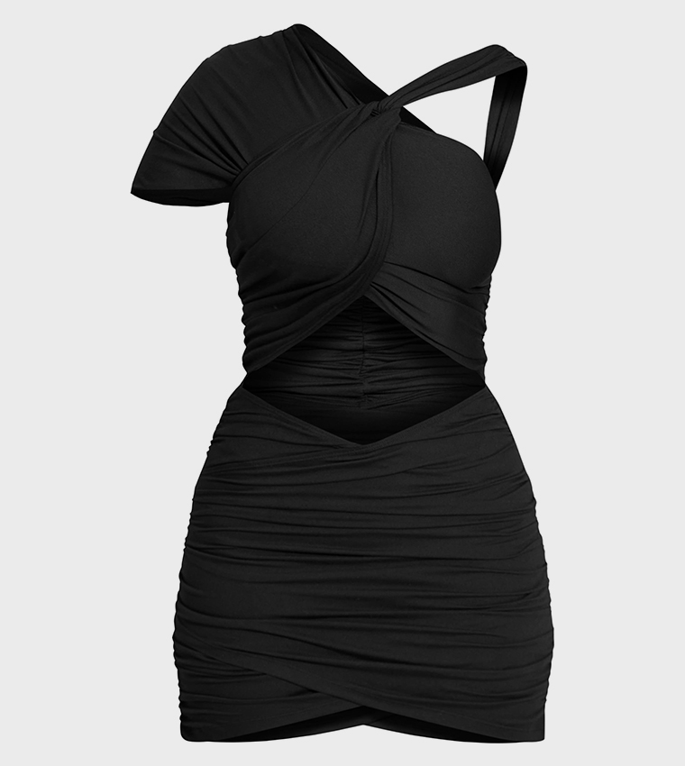 Shape Sculpt Wrap Over Twist Mini Dress