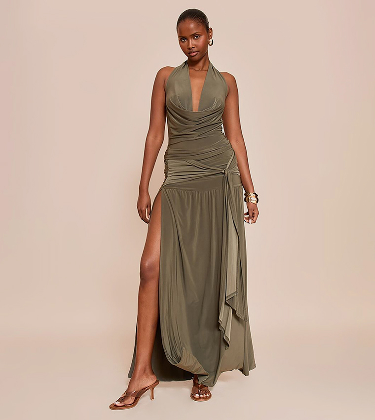 تنورة ماكسي بطبقتين مع عقدة