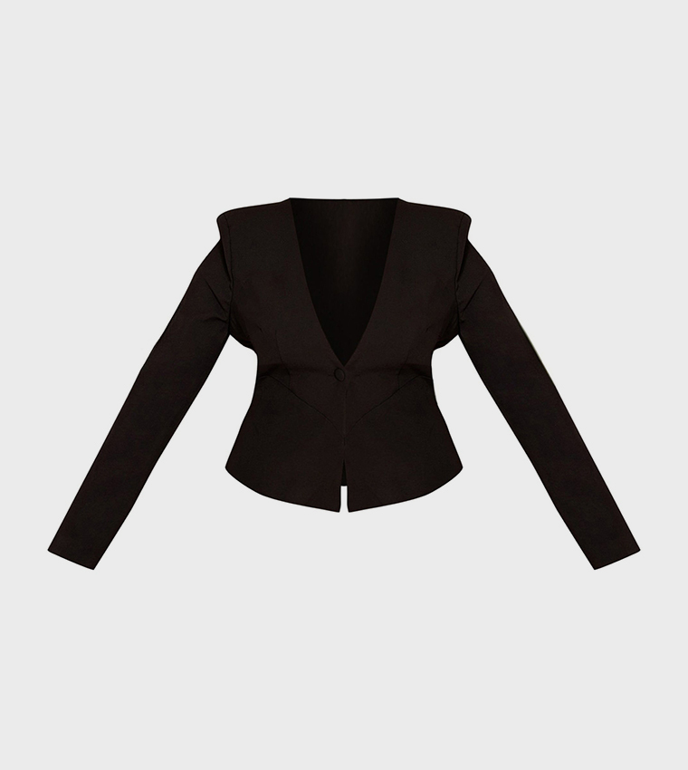 Shape Tailored Plunge Front Cinched Waist Blazer