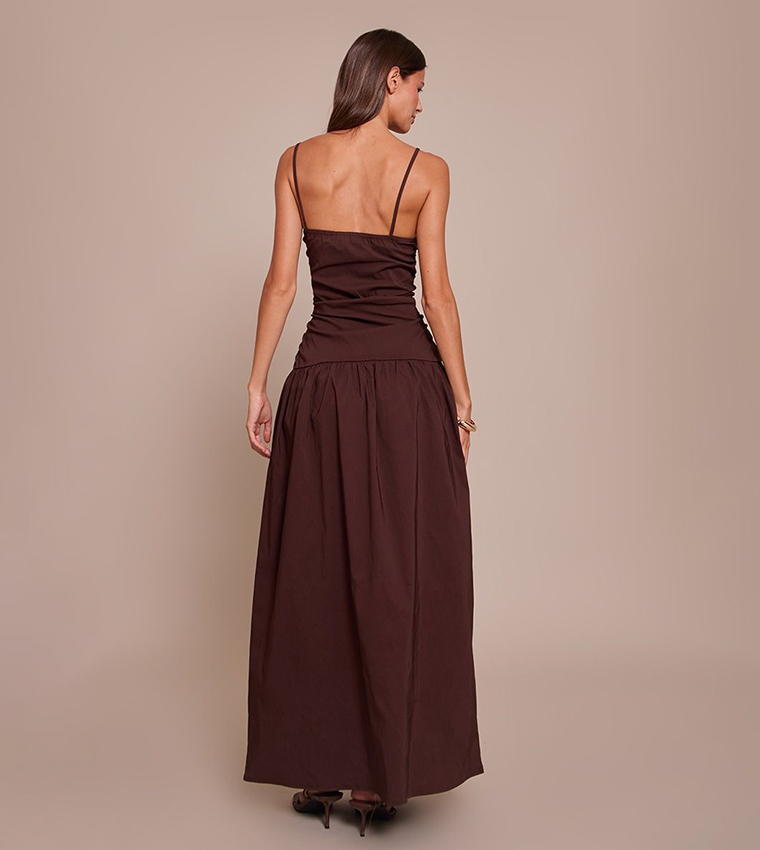 Stretch Strappy Ruched Maxi Dress
