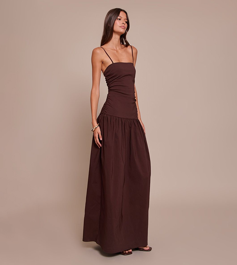 Stretch Strappy Ruched Maxi Dress