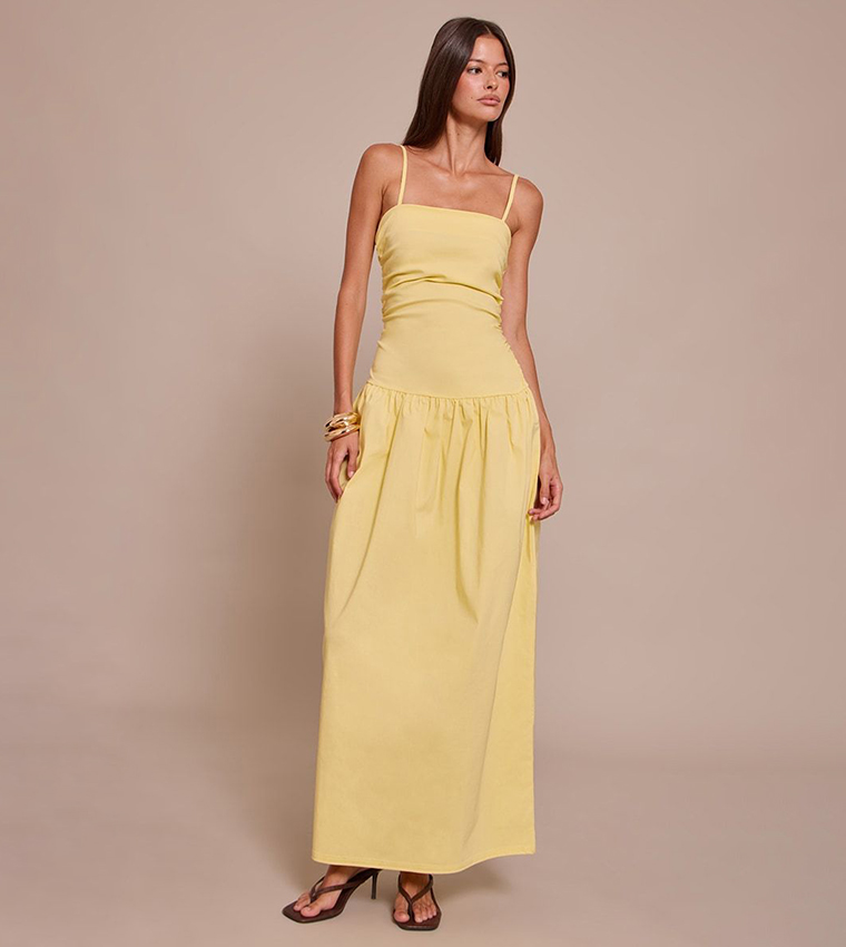 Stretch Strappy Ruched Maxi Dress