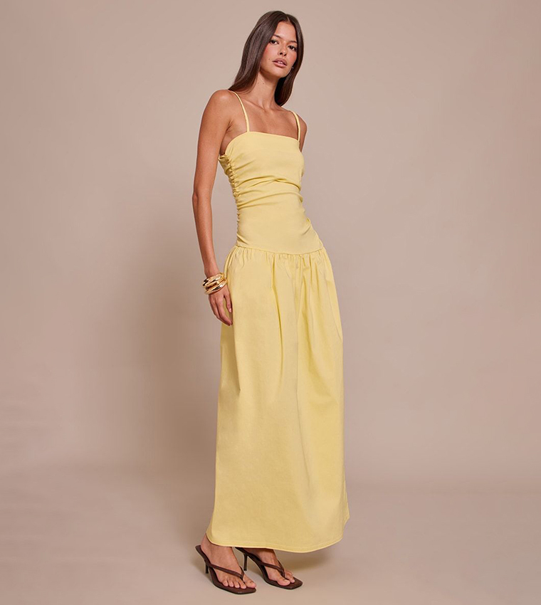 Stretch Strappy Ruched Maxi Dress