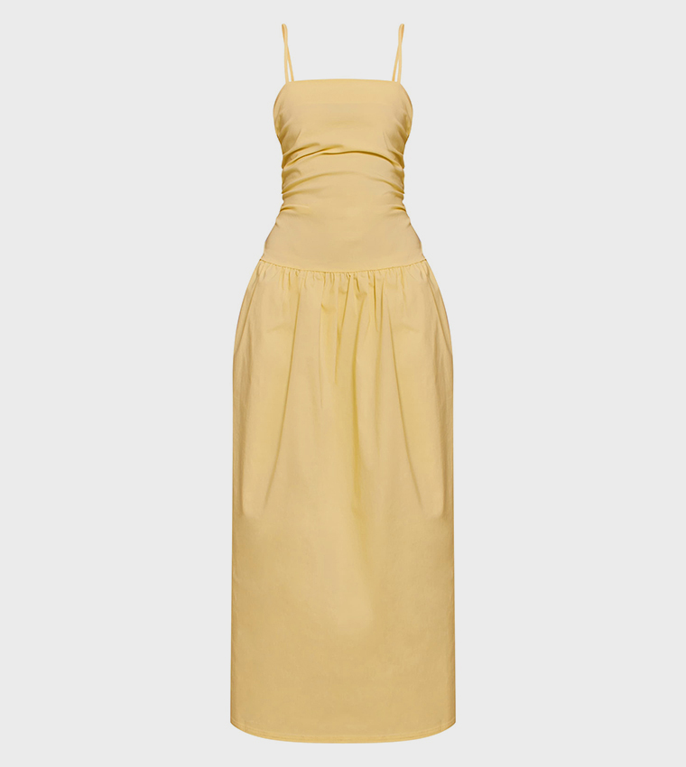 Stretch Strappy Ruched Maxi Dress