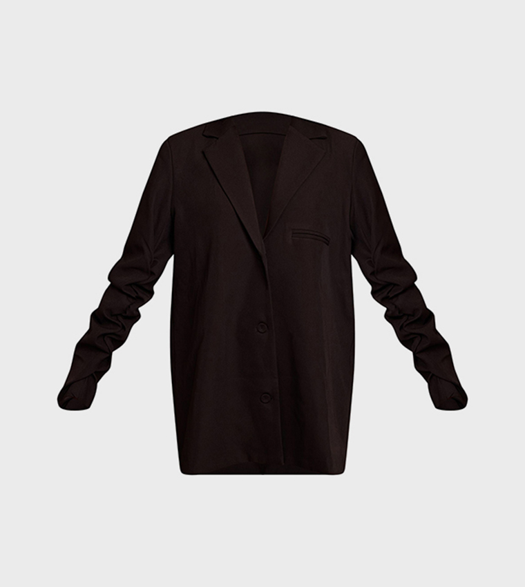 فستان جاكيت ميني كم مكشكش 