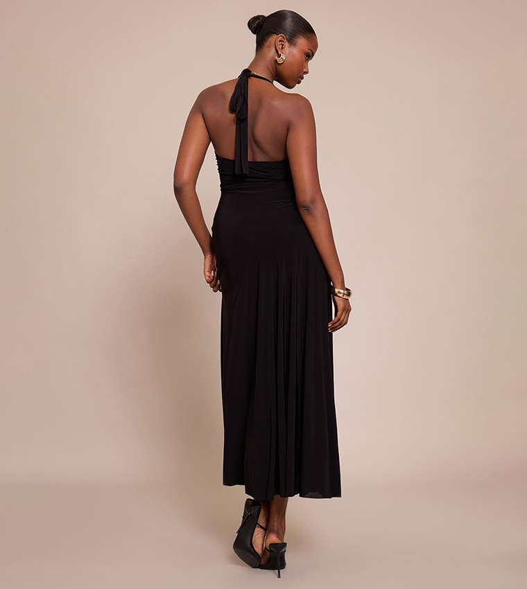 Plunge Ruched Midaxi Dress