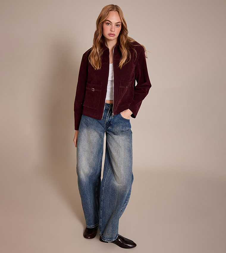 جاكيت شامواه صناعي بجيب 