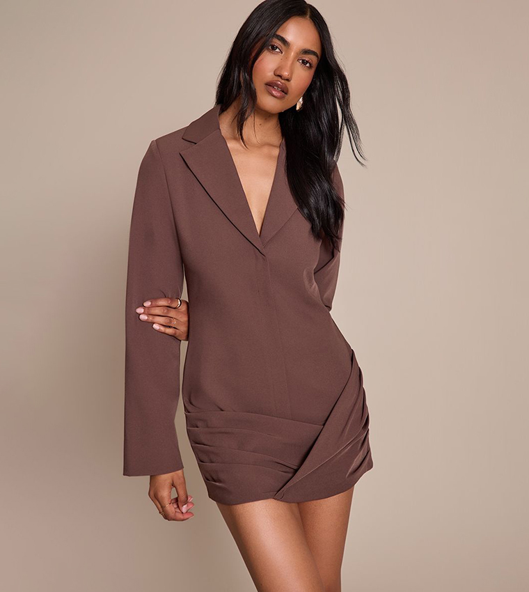 Wrap Hem Mini Blazer Dress