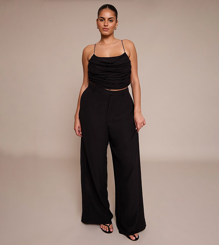 Curve Chiffon High Waist Wide Leg Trousers