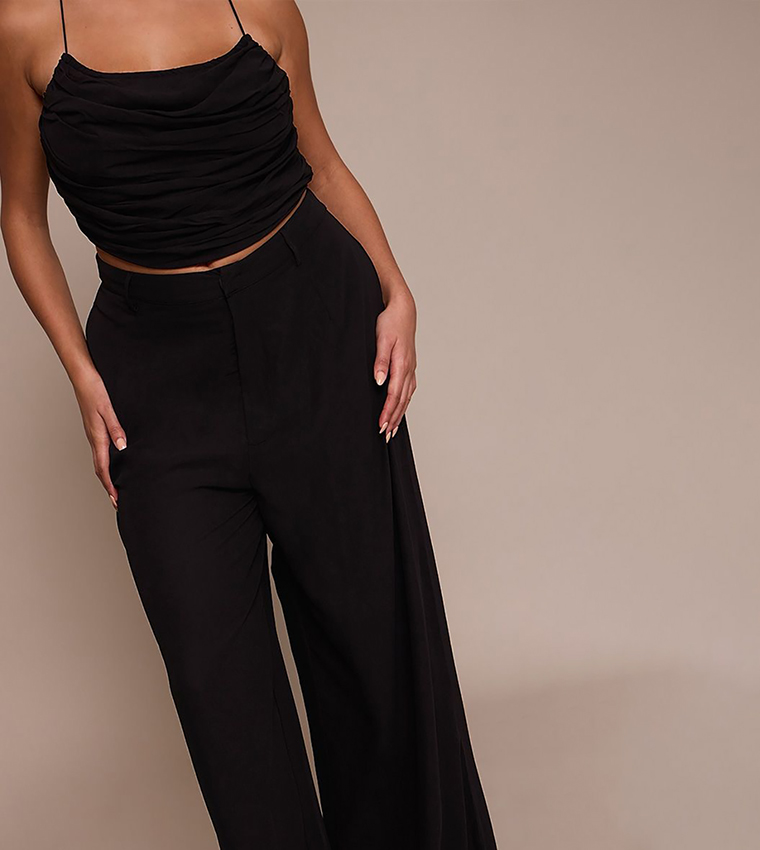 Curve Chiffon High Waist Wide Leg Trousers