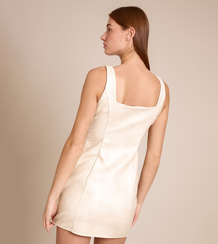 PU Square Neck Mini Dress