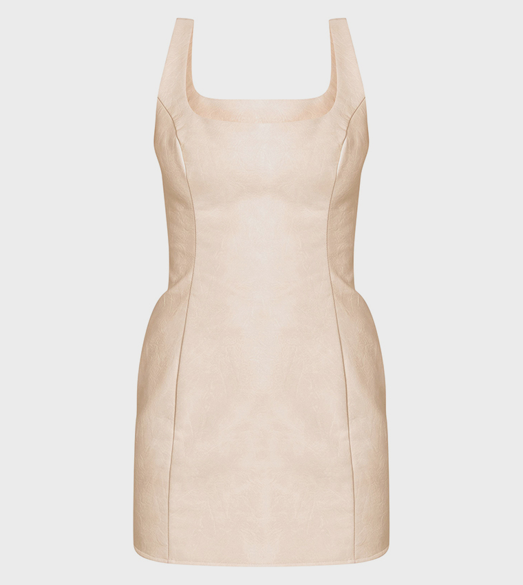 PU Square Neck Mini Dress