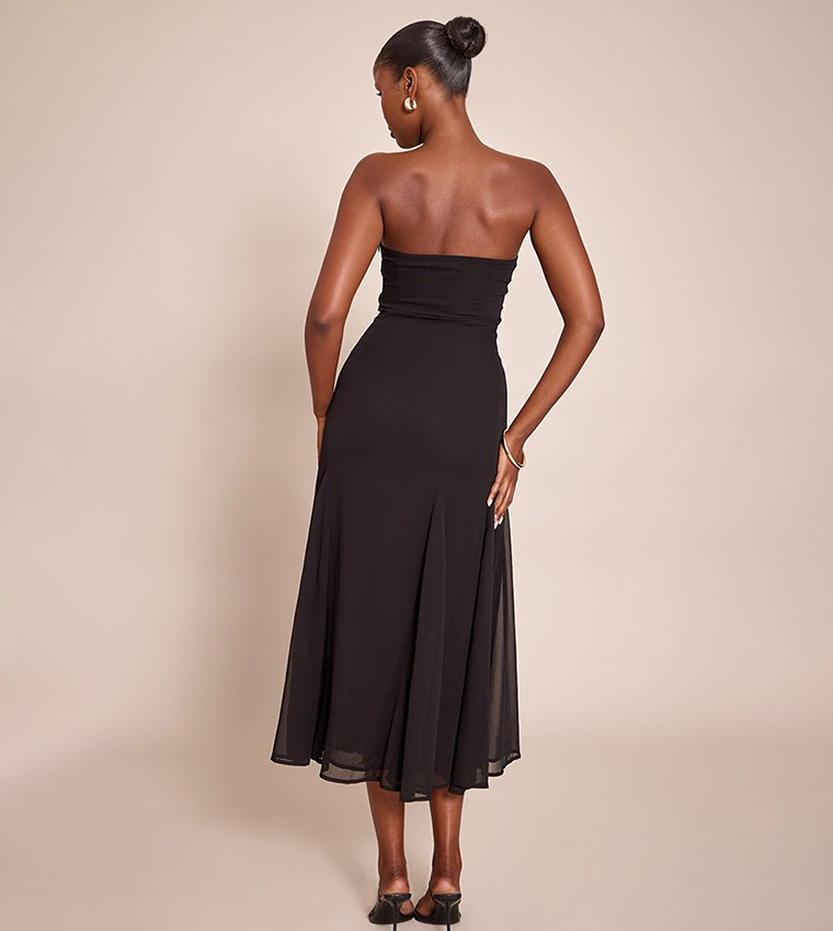 Strapless Godet Midaxi Dress