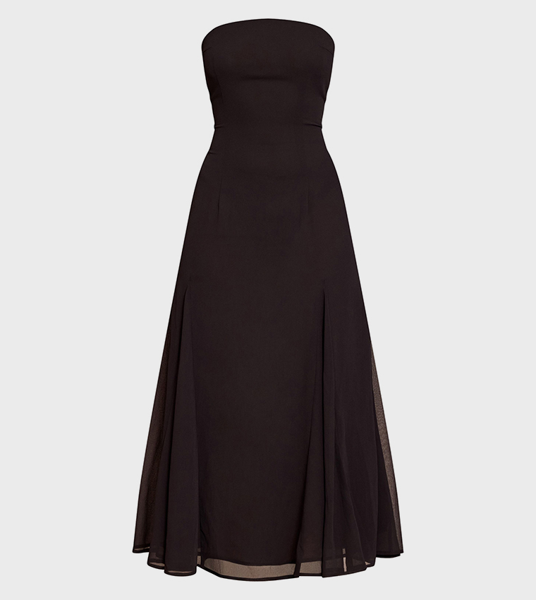 Strapless Godet Midaxi Dress