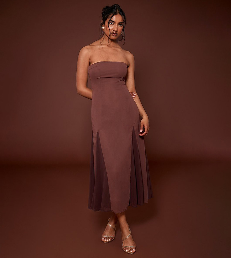 Strapless Godet Midaxi Dress