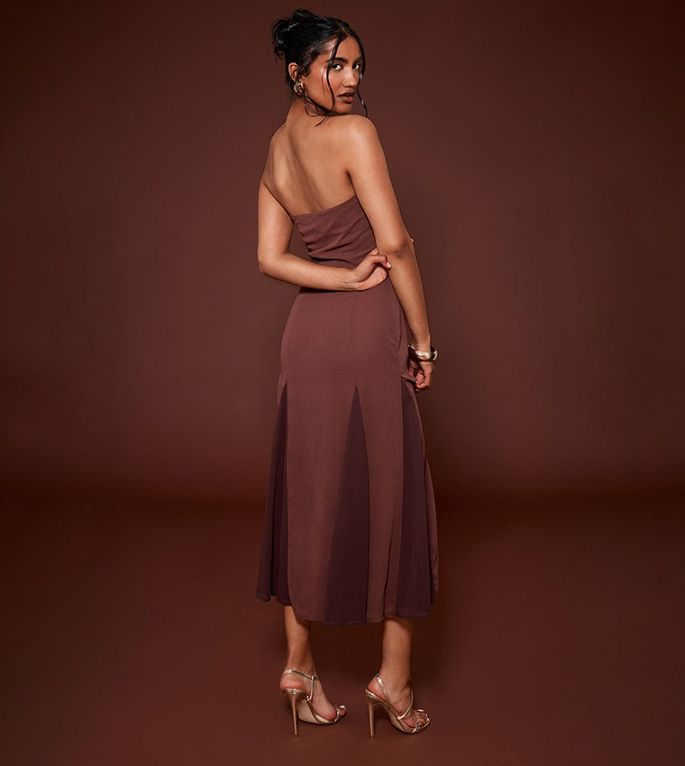 Strapless Godet Midaxi Dress