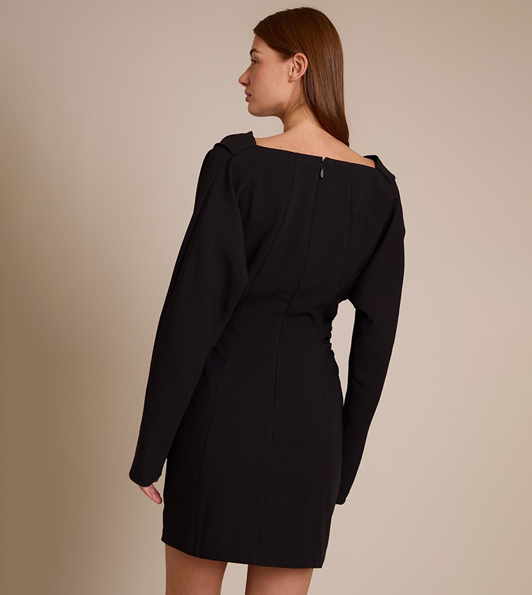Cowl Neck Tailored Mini Dress