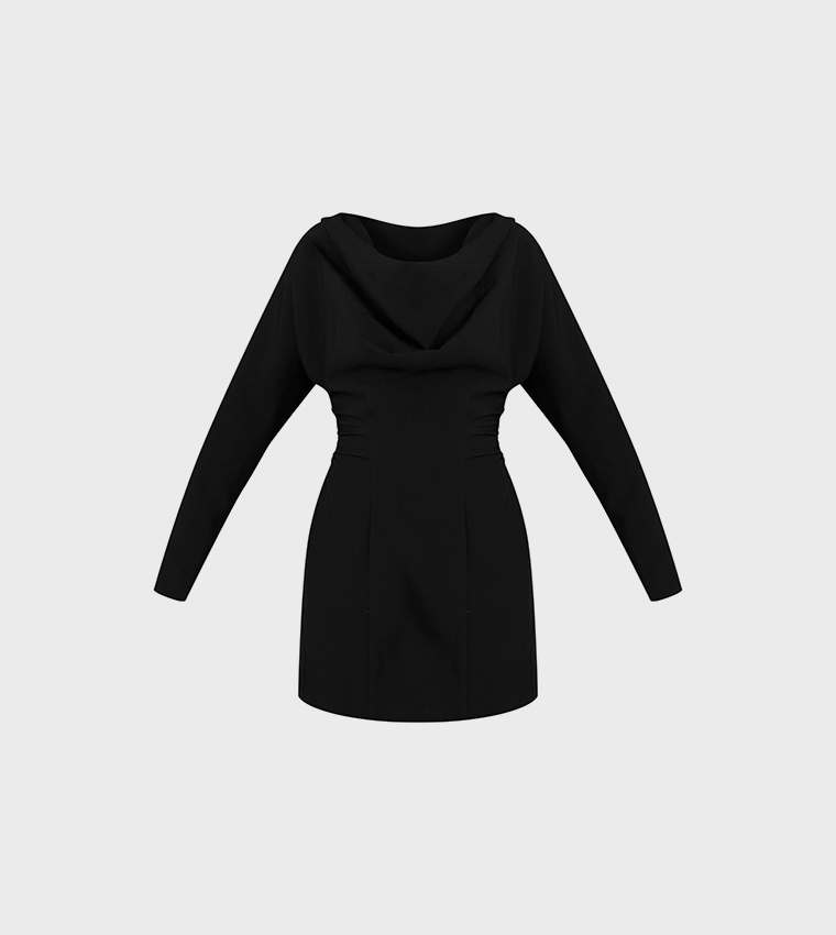 Cowl Neck Tailored Mini Dress