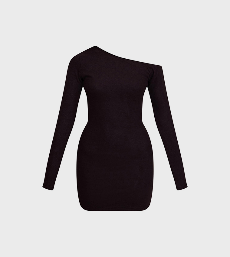 Super Soft Asymmetric Long Sleeves Bodycon Mini Dress