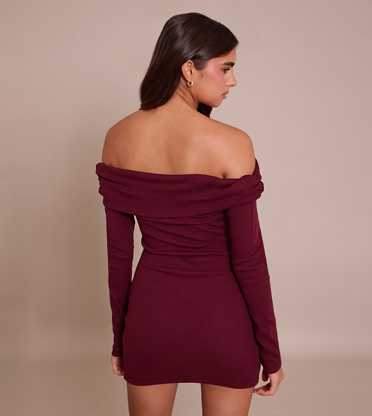 فستان ميني ضيق مرن كم طويل 